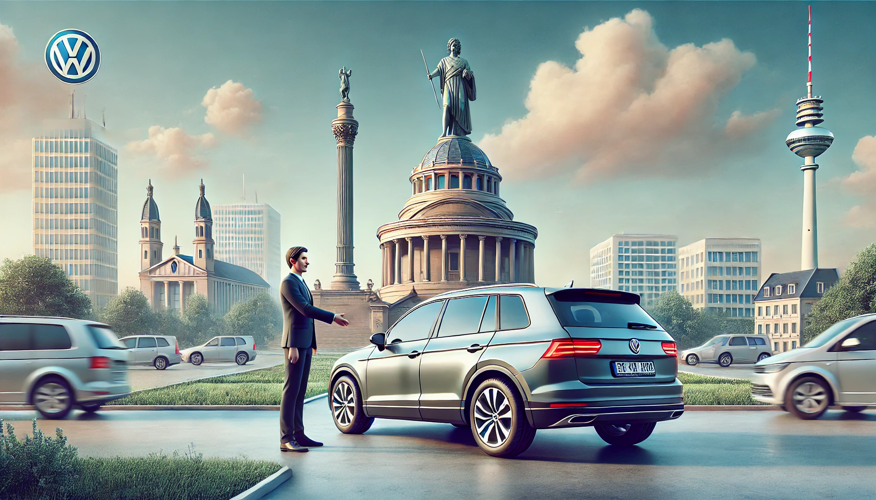 Auto verkaufen in Kassel – Sichere und professionelle Fahrzeugübergabe an einen seriösen Autoankauf mit Blick auf das Herkules-Denkmal und die Kasseler Skyline.